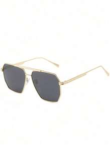 1 Stück retroer, unregelmäßig polygonaler Metallrahmen Doppelbrille, schmal gefasstes, aviator-artiges Brillenmodell für Frauen