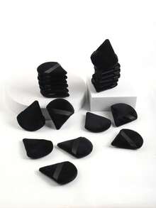 50pcs/30pcs/20pcs/10pcs/5pcs Triangle Flocked Makeup Sponges, Soft & Fluffy Texture, Suitable For Face & Body Powder Puff, Mixed Set Makeup Beauty Tools - Black - View 2
