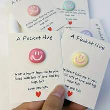 1/2/5/10 Pcs Cute Cartoon Smiling Face Hug Greeting Cards, Resin Smiling Face Refueling Cards, Inspirational Gifts For Family, Friends, And Colleagues, Special Birthdays, Weddings, Parties, Valentine's Day Gifts, Hug Tokens, Encouragement Cards, Home Decoration Love Cards, Repentance Gifts, Gift Decorations, And Encouragement Cards - Multicolor - View 1