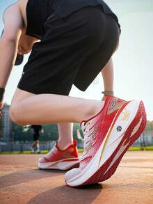 Men's New Mesh Shoes, Lightweight Running Shoes, Casual Sports Shoes, Anti Slip Travel Shoes, Outdoor Color Blocking Casual Versatile Style Men's Shoes - Red - View 3