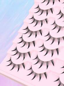 14 Pairs Manga Eyelashes Cartoon Style False Eyelashes, Transparent Natural Look, Dense & Curly Design, Suitable For Beginners, Reusable,5-11mm