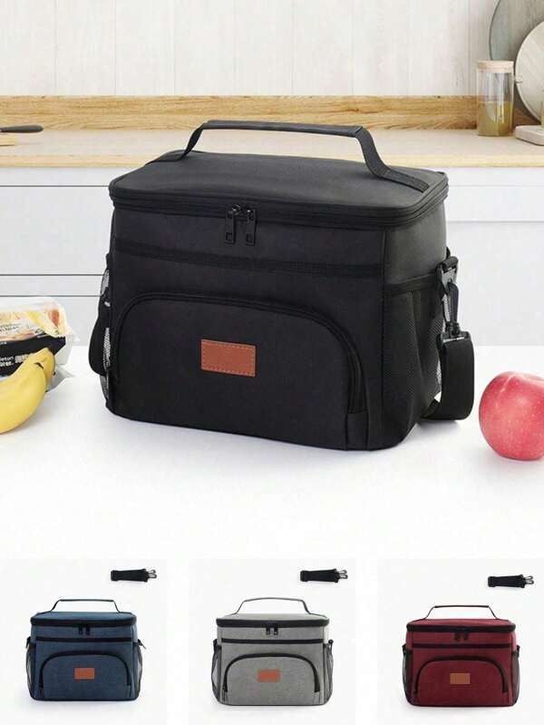 Solid Color Insulated Lunch Box Bag, Thickened Outdoor Leak Proof Water Ice Pack, Large Capacity Portable Lunch Bag For Back To School School Stuff Bag For School Work Lunch Bag For Women Cooler Bag Picnic Accessories School Accessories