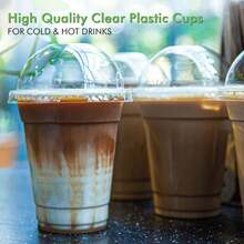 200 PACK 12oz Clear Plastic Cups, Disposable Cold Drinking Cups, 12 Ounce Clear Cups With Dome Lids With Holes For Smoothie, Milkshake, Bubble Tea, Parfait - 清除 - 查看 7