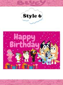 Bluey Cartoon House Photography Background  Dog Outdoor Background Party Decoration Perfect Birthday Party Photo Booth Banner Background Studio Prop, Indoor/Outdoor Decoration, Blue Dog Cartoon Party Banner, Multi-Functional Use