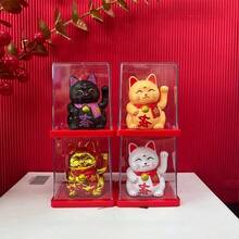 Solar Powered Mini Plastic Maneki-Neko Lucky Cat Home Decor Creative Cute Car Dashboard Ornament, Housewarming/Grand Opening Gift - Mini Lucky Cat - View 4