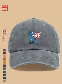 1 pieza Gorra de béisbol con estampado de moda, con diseño gráfico de la Estatua de la Libertad y la bandera de EE. UU., gorra de camionero negra transpirable y cómoda, sencilla corona suave de unicolor y visera curva, talla ajustable unisex para jóvenes y parejas, accesorio patriótico, estilo versátil para deportes al aire libre, escalada, pesca, cumpleaños, familia, Día de la Independencia, padres, artículo de estilo ideal