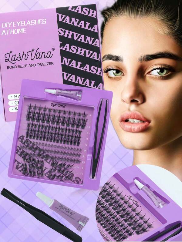 225 D-Roll DIY Eyelash Extension Kit 9-13mm Long Mixed Pure Wild, Wheat Ear, Fish Tail, Evil Charm, Fluffy Segmented Pointed D-Roll Eyelash Extension Can Make Cat's Eyelashes Look Natural Or Have A Dramatic Appearance With Fluffy Volume Eyelash Effect