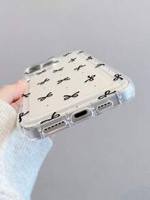 Bow-Knot 1 件蝴蝶结缓冲透明防震手机壳，TPU 材质，适合作为节日礼物，兼容 Apple iPhone Xs/Xs Max/Xr/11 12 13 14 15 16 Pro/Pro Max/14 15 16 Plus，男女通用防水防摔防刮 - 無色 - 查看 4