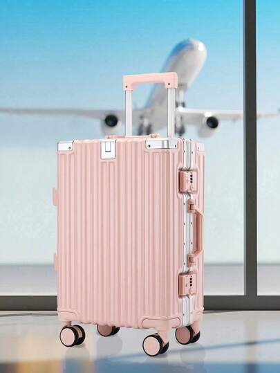  A 20-Inch Pink Luggage With Hooks And A Water Cup Holder And Spinner Wheels Is Suitable For Business Trips, School And Travel. Durable Suitcase Carry On Suitcase Hand Luggage Travel Trip Holiday Honeymoon Vacation Study Abroad Holiday Essentials Travel Accessories Ideal Choice For Gifts Men Women Boys Girls Student Couple Graduation Bag For School School Accessories School Stuff