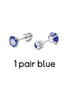 5/1 Pair Fashion Colored Zirconia Men's Earrings Set - Hypoallergenic 316L Stainless Steel Punk Ear Bone Studs For Daily Wear