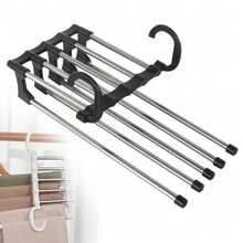 Multi-Functional Pants Rack, 5 Layers Metal Collapsible Pants Hangers, Coat Hooks, Adjustable Trousers Storage Rack Space Saving, Multiple Layers Jeans Skirts Rack Organizer For Trousers Scarves Slack, Anti-Slip Design, Closet - Nhiều màu - Xem 12
