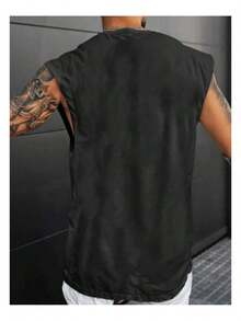 Men's Oversized Tank Top NY Stylish Gym 100% Cotton Scoop Neck Shirt Top - trắng - Xem 3