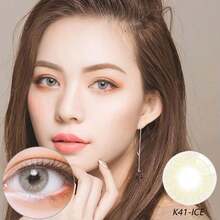 Lentes de contacto de color MagisTer apariencia natural colores claros ócler 1 par 2 piezas 14,0 mm 6 meses desechables lentes de contacto cosméticas con estuche regalo aleatorio ideales para Halloween maquillaje de fantasía cosplay - Marrón claro - Ver 6