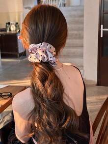 1 件法式缎面波尔卡圆点心形发圈，新款马尾辫发圈、发髻、发饰、发圈、发球 - 彩色 - 查看 5