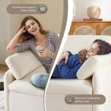 MERAX 50*43" Oversized Chenille Single Sofa Chair,Wide And Deep Seat Accent Chair,Modern Upholstered Comfy Armchair,Color Blocking Couch Lounge With Pillows For Living Room,Apartment,Bedroom,Cream - 奶油 - 查看 3