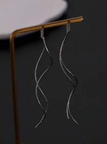 1 par de pendientes largos con flecos para mujer, accesorio versátil y minimalista de moda adecuado para el uso diario, eventos sociales y reuniones