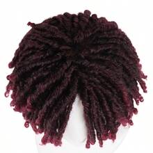 MMens Dreadlock Wig Ombre Wine Red Curly Male Fake Dreads Loc Short Braided Wig With Bangs Realistic Twist Rasta Wigs Halloween Costume6001 - 酒紅色漸層色 - 查看 5