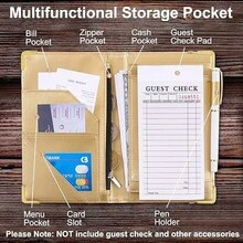 Books For Waitress Alphabet Book With Zipper Pocket PU Leather Serving Books Cute Waiter Book Fits Server Apron Personalized Accessories - Black I_ - View 3