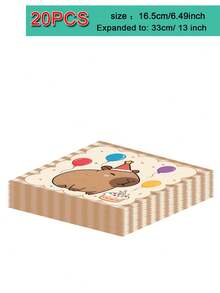 10 PCS Capybara Birthday Party Decorations, Capybara Themed Party Tableware, Including 7 "/9" Plates, 9 OZ Cups, Napkins, Suitable For Birthday Parties, Friends Dinner, Barbecue, Outdoor Picnic,Shower - Multicolor - View 9