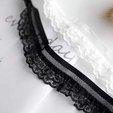 1码黑白蕾丝弹力饰边，洛丽塔婚纱DIY缝纫配件 - 彩色 - 查看 2
