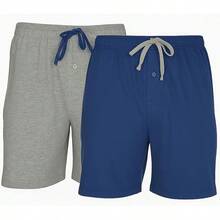 Mens 2 Pack Cotton Sleep Short,5 Inseam, Comfortable And Breathable, Assorted Colors - Blue - View 1