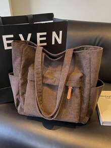 Bolso de mano de pana para mujer, bolso de hombro de gran capacidad, bolso escolar, bolsa de compras casual, mochila de viaje