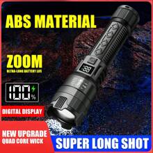 1PC Ultra-Bright LED Flashlight With Digital Display - USB Rechargeable, Extendable Torch For Outdoor Emergency Lighting