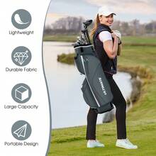 GOFLAME Golf Stand Bag Lightweight Portable Golf Cart Bag 14 Way Top Divider Waterproof - Grey - View 7