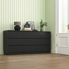 Dresser For Bedroom, 9 Drawer Chest Of Drawers, Long Storage Cabinet, For Living Room, Bedroom, TV Room, Entryway Furniture - 黑色 - 查看 3
