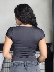 Kit 3 Body Feminino Decote Quadrado Manga Curta Tecido Suplex Moda Verão Estilo Gringa