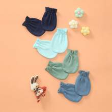 3/4/5/6 Pares de manoplas de unicolor para recién nacidos, aptas para todas las estaciones, guantes de protección de manos para niños y niñas, regalo ideal para recién nacidos