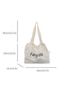 时尚新款百搭多色字母装饰大容量单肩包，轻巧休闲简约学院风女士抽绳手提包，适合购物、钱包、逛街、年轻女性、大学生、新人和白领人士。非常适合办公室、大学、工作、商务、通勤、户外活动、旅行和郊游