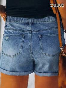 Plus Size Women Casual Loose Denim Wide Leg Pants, Summer - Medium Wash - View 2