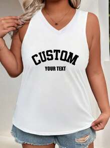 Custom Women's Plus Size Tank Tops - Custom "I Love" Theme Graphics, Add Your Own Text, Choose Colors And Fonts, Design Your Own Personalized Printed Short Sleeve T-Shirt, Anniversary Gift, Valentine's Day, Custom Gift