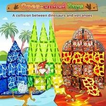 磁性道路套装，包含小车、磁性积木、儿童玩具、学前感官搭建玩具，颜色随机 - 彩色 - 查看 7