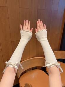 1 Pair Y2K Style Women Knitted Arm/Leg Warmers, Fashion Street Decorative Gloves, Holiday Small Gift, Suitable For Daily Wear - A - View 18