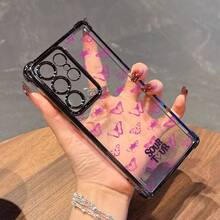 Hermosa Funda de Teléfono con Patrón de Mariposa Púrpura para S25 S24 S23 S22 S21 FE Note20 Ultra Plus 4G 5G, Cubierta Trasera Transparente a Prueba de Golpes - Colores mixtos - Ver 5