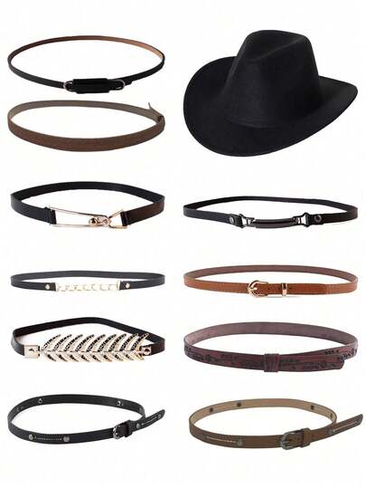 1pc Leather Multi-Accessory Adjustable Hat, Suitable For Beach, Gentleman And Cool Styles, Unisex
