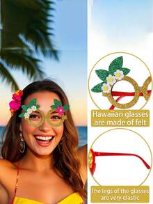 1/8pcs Random Color Party Glasses Beach Dance Decoration Funny Photo Props Flamingo Coconut Tree Eyeglass Frames Thanksgiving, Christmas, Birthday Creative Gifts, Halloween Decoration