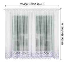 FLYING Elegant white semi-sheer curtains with 30cm embroidered lace trim, 1 piece set 400cm x 175cm, high quality polyester baryl fabric, suitable for 200-250cm curtain 尺寸, suroom room - 6063-30 - 查看 3