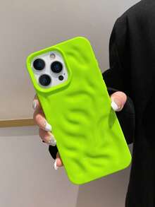 Y2K 美学风格创意 3D 封面波浪陨石纹理多巴胺彩色手机壳,皱纹纹理亮面绿色 TPU 防震手机软壳,兼容 16 Pro Max、15、13、 16、 14、 16 Plus - 綠色 - 查看 2