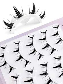 5 对动漫角色扮演猫眼风格假睫毛，自然柔软舒适，非常适合初学者