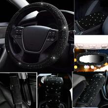 Bộ nâng cấp nội thất ô tô sáng bóng sang trọng 7 món - Vỏ vô lăng đính đá, đệm vai, vỏ trang trí gương chiếu hậu, phanh tay và đệm chuyển số, đệm tựa tay - Nhiều màu - Xem 6