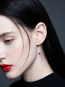 1 对 S925 纯银锆石心形吊坠耳环，优雅百搭，适合派对、礼物、日常佩戴，配有豪华礼品盒 - 金鍊愛心 - 查看 7