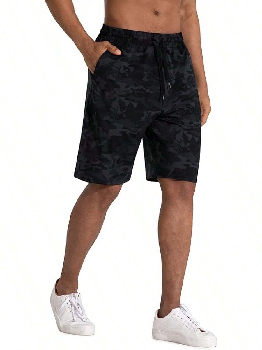 VN-Men's Plus Size ShortsVN-Men's Plus Size Shortsn's Lounge Shorts With P Poets Loose-Fit Jeey Shorts Running,Workout,Tining, Basketbashorts Menshorts Men - 黑灰色迷彩 - 查看 1