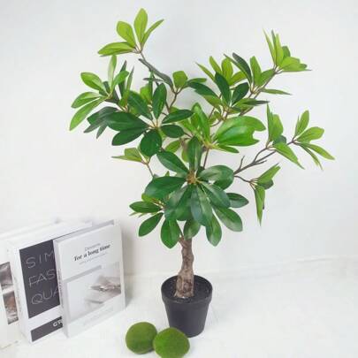1 stuk, 72 cm kunstmatige ficusboom/olijfboom, kunststof kunstboom in pot, veelgebruikt voor thuis, op kantoor, in restaurants, winkelcentra, decoratie voor wintergroene planten en feestdecoratie.