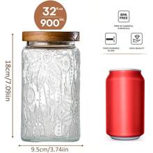 1 pieza Frasco de vidrio retro con tapa, aproximadamente 671.9/900 gramos, botes de almacenamiento de vidrio sellados, recipientes de almacenamiento de alimentos de vidrio, aptos para mostradores de cocina, despensas, frascos decorativos y lindos frascos para café, té, azúcar y dulces