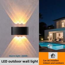 1 Piece, 6W LED Dual Head Wall Lamp, Top And Bottom Lighting, Modern Home Decoration Wall Lamp, Warm Color 3000K, ABS Material, Suitable For Living Room, Bedroom, Study, Corridor, Stairs, Courtyard, Garden, Garage, Entrance Fence Pillar