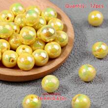 12 Stück 16mm bunte Kaugummi-runde Acrylperlen - dickwandige lose Kunststoffperlen, geeignet für DIY-Schmuckherstellung und Schlüsselanhänger-Charms, Bastelzubehör, Dekorationsperlen