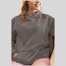 Sudadera Mujer Hoodie Deportiva Gimnasio Casual Streetwear Capucha Estampado Gym Shark Modelo Lado DTF Felpa Algodón Casual Invierno - Gris - Ver 2
